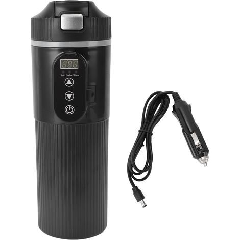 Electric car kettle with LED temperature display (25 to 100 °C), 500 ml capacity, leakproof, made of 304 stainless steel, ideal for milk, tea and coffee. (1/5)
