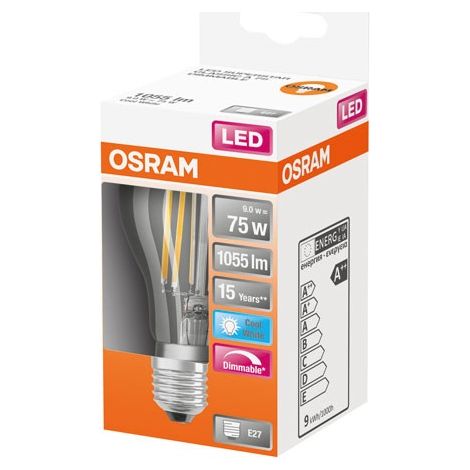 Osram Bombilla LED Classic E27 7.5W Blanco Frío Transparente