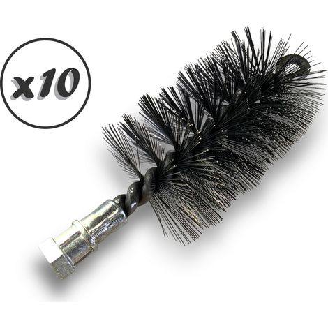 Lot de 10 Brosses à tube PRO ACIER Ø 65 mm  Raccord M12175 femelle  Ame en acier torsadé  Nettoyage brossage tube et canalisation  Kibros 41SCA65x10