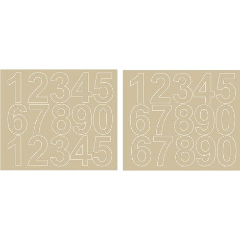Pegatinas autoadhesivas con números de 6 cm, color beige brillante. (1/2)