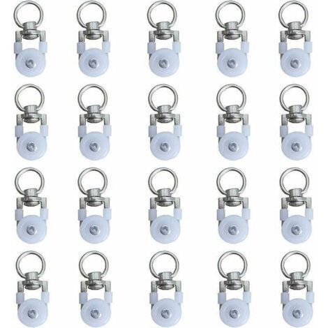 20pcs Curtain Rod Rollers, Silent Pulleys, for Double Window Curtain (1/4)