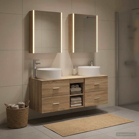vidaXL Juego de muebles de baño 5 uds. Roble Sonoma (1/5)