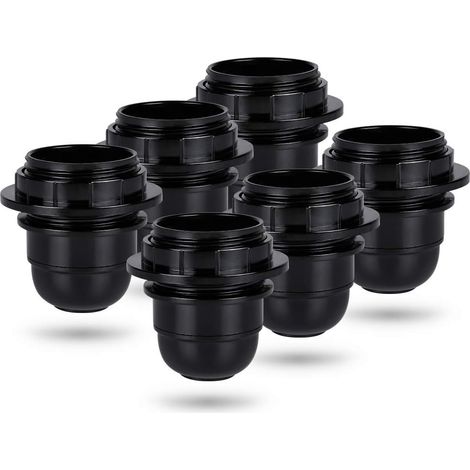 Beijiyi – Douille pour ampoule E27 noire – Lot de 6 douilles en plastique – Puissance 60W – Filetage M10x1 pour luminaires variés