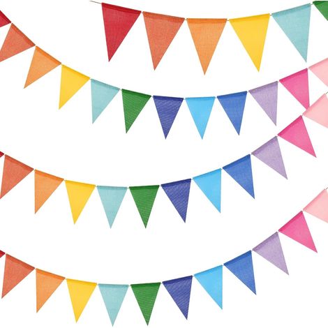 Lot de 3 Guirlandes Fanions Extérieur, 12m, 36 Fanions, Étanche, Fête, Mariage, Jardin, Anniversaire, Rouge (1/5)