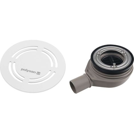 Polysan Flexia - Sifón de plato de ducha Geberit, diámetro 90 mm, DN40, tapa circular blanca 17771 (1/5)