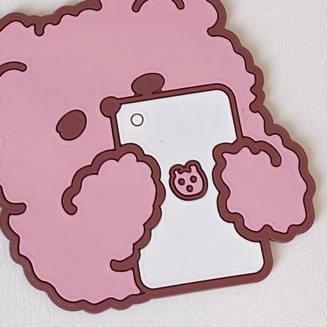 Tapis de verre personnalisé mini lapin mignon d'inspiration japonaise, style Instagram, tapis de table adorable en silicone avec ours et lapin de dessin animé, sous-verre doux et mignon n°3 pour télép (1/5)