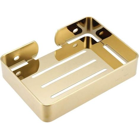 Wandmontierter Seifenhalter aus Edelstahl mit goldenem Montageset für Duschen (1/4)