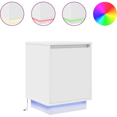 Maison Exclusive - Nachttisch mit LED-Leuchten Weiß 38x34x50 cm
