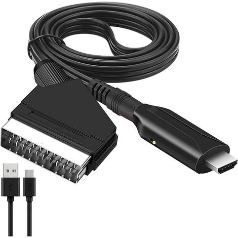 Convertidor SCART a HDMI, adaptador SCART a HDMI Plug & Play, cable AV RGB con adaptador de salida de vídeo SCART para HDTV, STB, VHS, Xbox, PS3, Sky, DVD, Blu-ray (1/5)