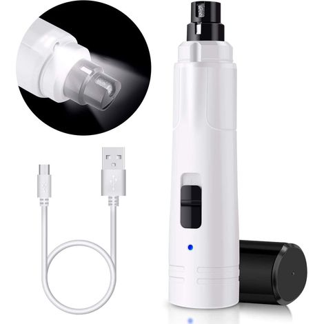 Lime À Ongles Pour Animaux - Lime Électrique À 2 Vitesses Avec Éclairage LED - Pour Chiens Et Chats De Taille Petite À Moyenne - 1 Pièce
