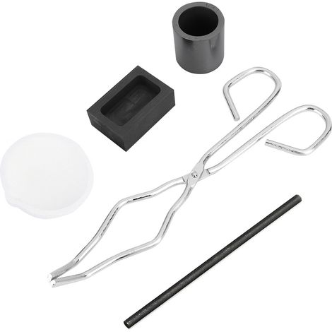 Lot de 5 creusets en quartz, pinces longues, cuve et agitateur pour fonte d'or et métaux - Kit de fusion graphite avec creuset, pince et baguette (1/5)