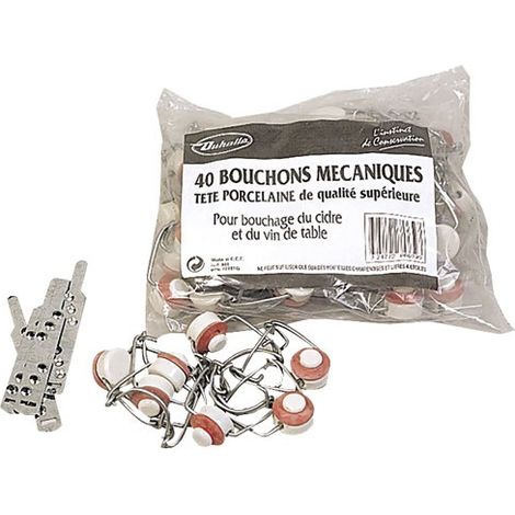 Bouchon mécanique pour WC – Tête plastique – Diamètre extérieur 2.3cm – Fil tréfilé galvanisé brillant – Lot de 40 unités – Duhallé
