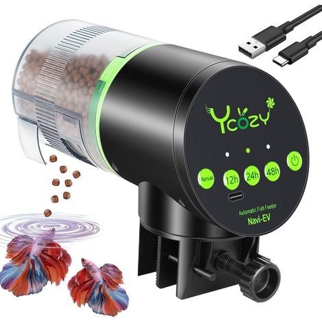Aquarium Distributeur Automatique pour Poisson Rechargeable Type-C Opération Facile Distributeur de Nourriture pour Vacance (1/5)