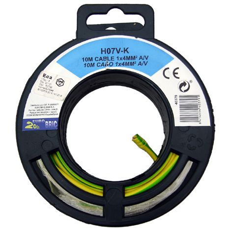 10m cable unipolar H07V-K 4mm2 amarillo/verde