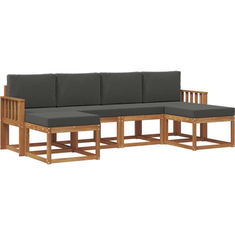 Ensemble de canapés d'extérieur 6 pc Naturel et Anthracite vidaXL (1/5)