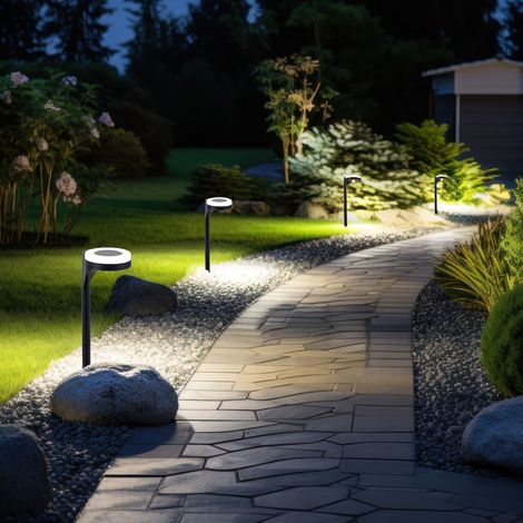 Solarleuchte schwarz Steckleuchte Solar Gartenleuchte Solarlampe, Up Down Beleuchtung, 13x LED warmweiß, DxH 11x45 cm, 4er Set