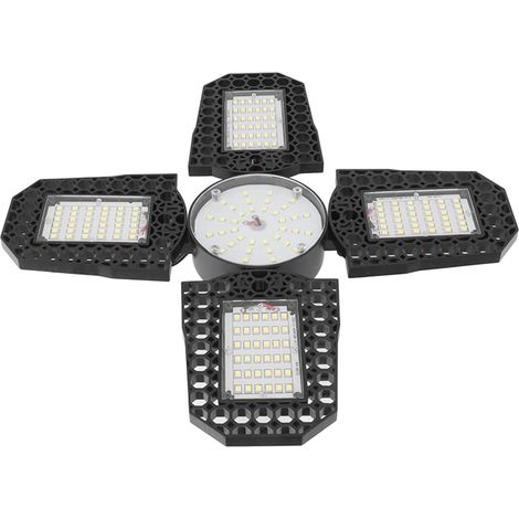 Lampe de garage LED pliable, 4 ampoules, 100 watts, haute luminosité, économie d'énergie, culot à vis E27, plafonnier pour garage et atelier, 85 à 265 volts (1/5)