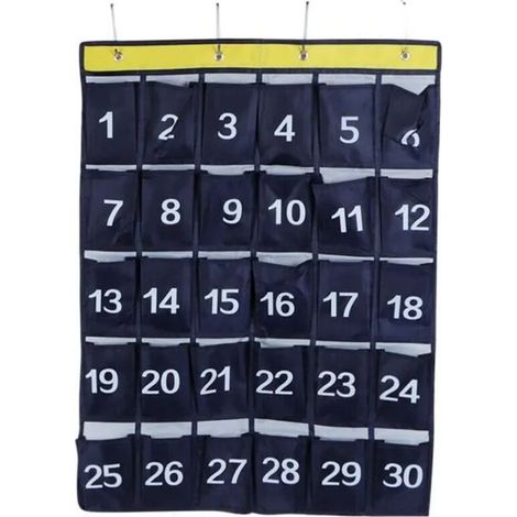 Sac de rangement mural à 30 compartiments, support pour téléphone, sac de rangement suspendu numéroté, bleu marine, une pièce (1/4)