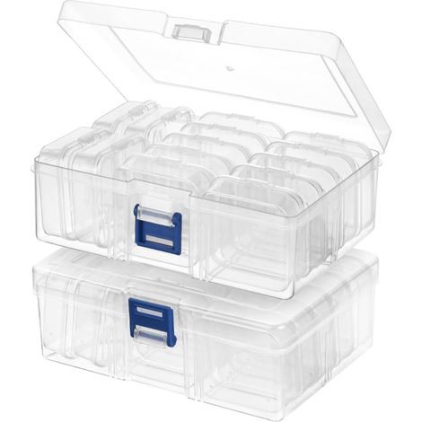 Boîte de Rangement Plastique, 15 (1 Grande + 14 Petites), 2pcs Petite Boîtes de Rangement Transparent, pour Bijoux, Perles, Boucles D'oreilles, Boutons, Graines, Petites Pièces (1/5)