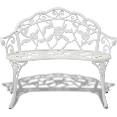 vidaXL Banco de jardín de aluminio fundido blanco 100 cm (1/2)