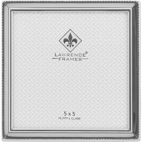 cadre photo, plaqué argent poli, bordure en perles, 12,7 x 12,7 cm (1/5)