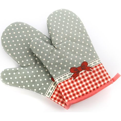2 guantes de algodón resistentes al calor con estampado floral para horno, cocina y hornear, únicos.