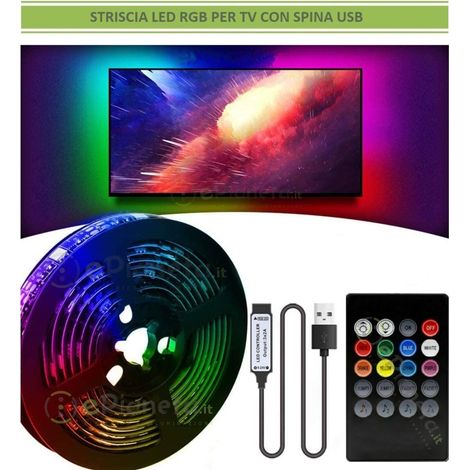 STRISCIA LED PER RETROILLUMINAZIONE TV E MONITOR RGB SMD 5050 5 METRI USB DC5V (1/4)