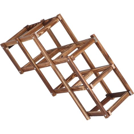 Klappbares Weinregal aus Holz für 6 Flaschen, kreatives, ausziehbares Weinregal, warme, gebeizte Dekoration (1/5)
