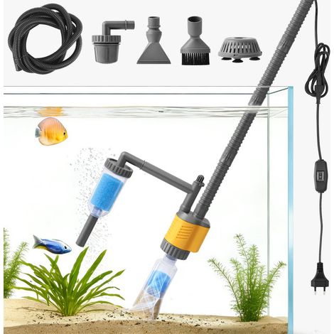Aspirateur de gravier électrique multifonction 8 en 1 pour aquarium, nettoyeur de sable et changeur d'eau puissant 20W