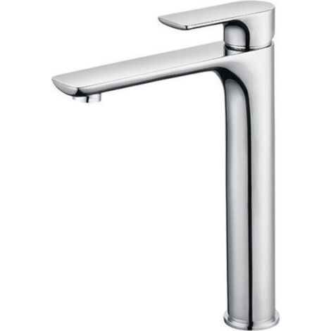 Mitigeur Lavabo Design à Bec Haut Grand Robinet Salle de Bain Chromé avec Mousseur Démontable Robinet de Lavabo en Laition Robinet haut salle bain