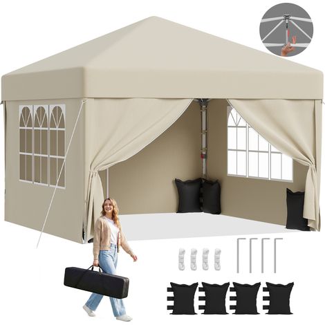 Devoko – Tonnelle pliante 3x3m imperméable – Montage rapide en 1 minute – Hauteur réglable jusqu'à 10 cm – Structure renforcée pour stabilité au vent (1/5)