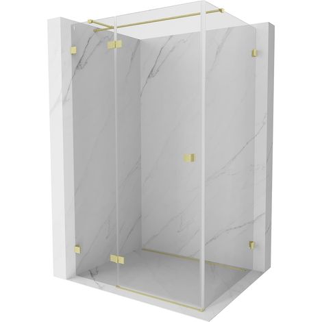 Mexen Lunar T cabine de douche pivotante gauche 80 x 100 cm, transparent, or brossé - 834T-080-100-55-00-L (1/3)