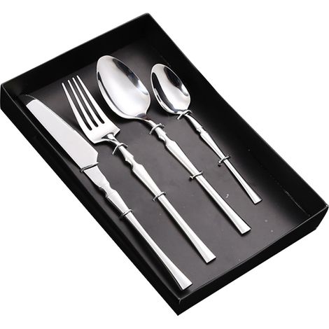 Couverts Occidentaux En Acier Inoxydable - Processus D'estampage Monobloc - Finition Miroir Élégante - Pour Maison Et Cadeau - Set De 24 Pièces (1/5)