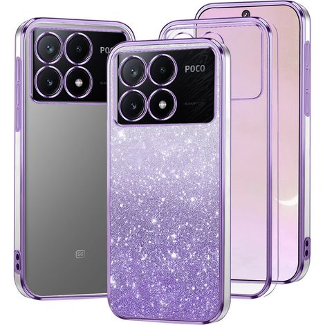 Funda para Xiaomi Poco X6 Pro 5G, con purpurina y protección para la cámara, color morado. (1/4)