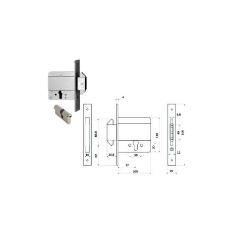 SERRATURA INFIL. CANCELLI SOLO CAT. GANCI RIENTRANTI CIL. EUROP. 778  mm.61 (0000007780000)    ISEO