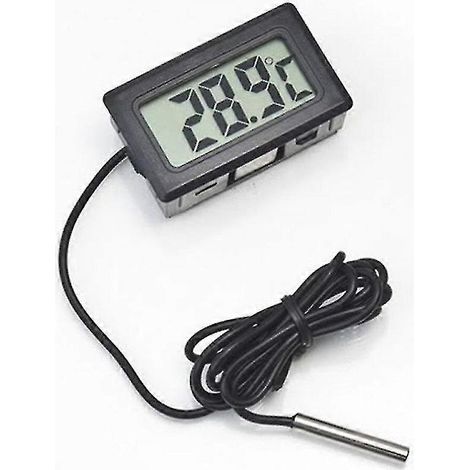 2/4 thermomètres numériques LCD avec sonde étanche, noir (4 pièces) (1/5)