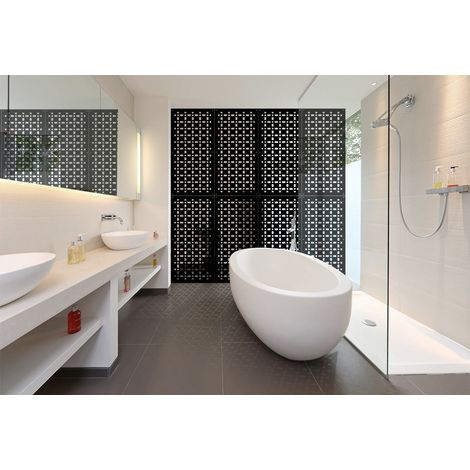 BISCUIT - Panneau ajouré en PVC - Brise-soleil - Dimension : 50x150 cm - Couleur : noir