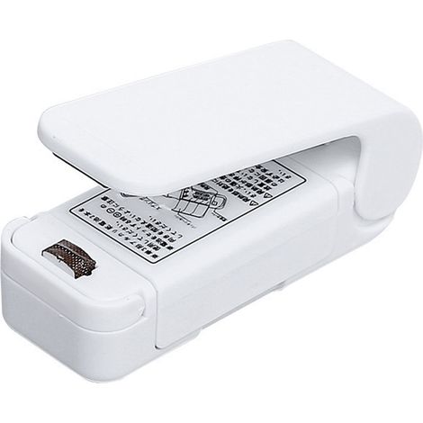 Mini scelleuse sachets portable main presse chaleur scellage machine snack de sacs plastique blanc (1/5)