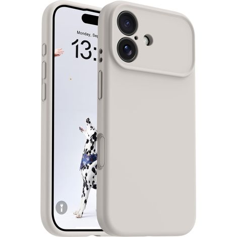 Hülle für iPhone 17 Zoll, MagSafe-kompatibel, ultradünn, aus weichem, stoßfestem Flüssigsilikon (Farbe: Stein, kompatibel mit iPhone 17 Pro Max) (1/5)