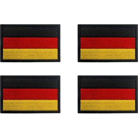 Lot de 4 mini écussons brodés avec velcro - Motif drapeau de l'Allemagne - Pour vêtements, sacs, sac à dos, uniforme - Gilet pour chien, harnais pour chien, militaire, tactique, extérieur - Jersey - 8 (1/4)