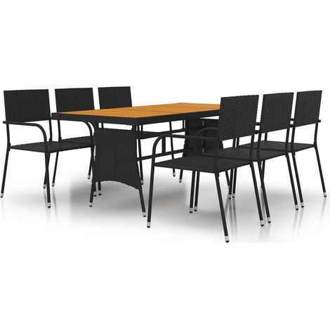 Maison Exclusive - 7-tlg. Garten-Essgruppe Poly Rattan Schwarz (1/5)