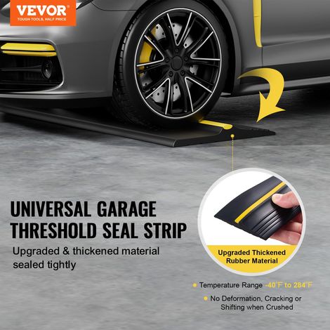 Joint de porte de garage, 5 m, seuil d'étanchéité universel pour bas de porte de garage, bande résistante aux intempéries, remplacement de coupe-froid, uniquement pour portes aux volets roulants (1/5)