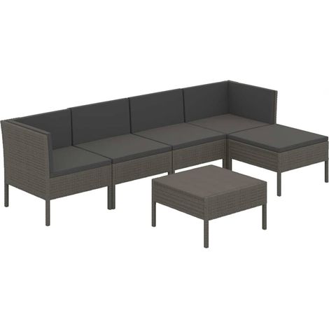 Maison Exclusive - Set Divani da Giardino 6 pz con Cuscini in Polyrattan Grigio (1/5)