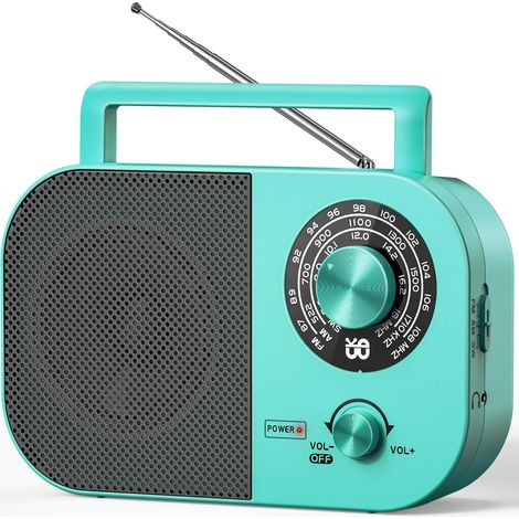 Radio Portable AM,FM,SW,FM Poste Radio Portable,Alimentée Secteur et la Batterie pour Une Réception,Haut-Parleur Intégré et Prise Casque Une Utilisation à la Maison/Extérieur/Camping/Urgence(Bleu) (1/5)