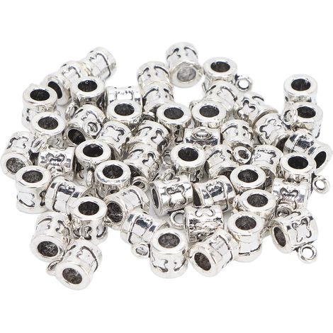 Lot de 50 Perles Tressage Cheveux D09 Rétro Alliage Barbe Déco Bijoux pour Tresses Barbe (1/5)