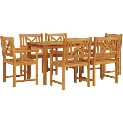 Ensemble table et chaises de jardin marron 7 pièces (1/5)