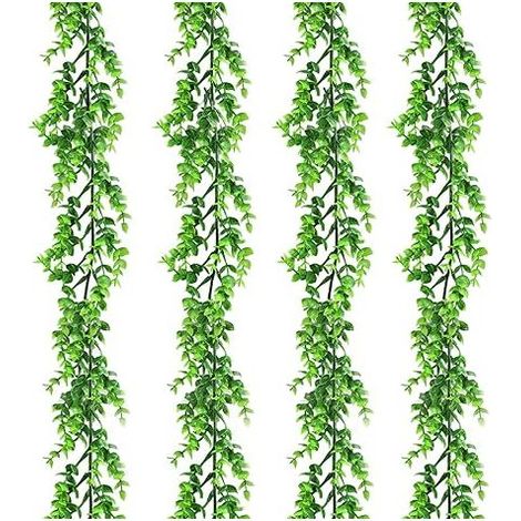 QAZQA 4 Pièces Plantes Artificielles Mur Vegetal Artificiel Interieur pour Vignes Faite à la Main Guirlande Mariage Verdure Arch Fond Lieres Artificielles Decoration Interieur