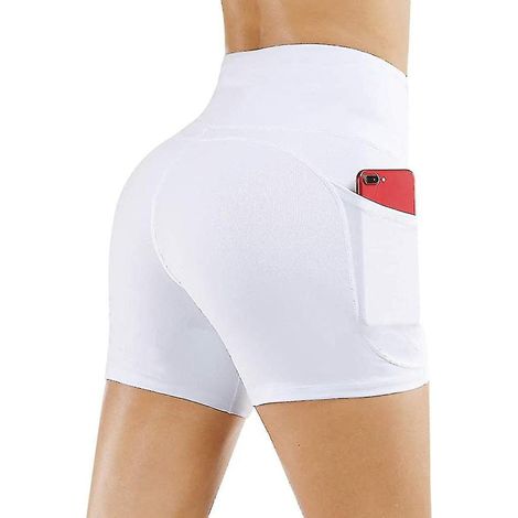 Damenshorts für Yoga, Fitness, Sport und Laufen – XL – Weiß