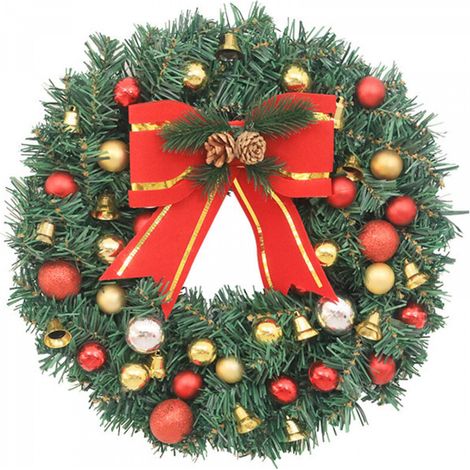 Couronne de Noël verte et rouge de 30 cm
