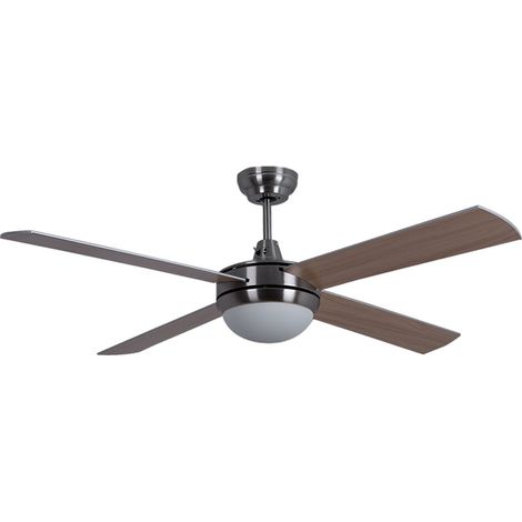 Deckenventilator Ventilator mit Fernbedienung Esszimmer Lüfter Kühler Glas opal, MDF, silber, 3 Geschwindigkeiten Timer, 2x E27 Fassung, D 132 cm